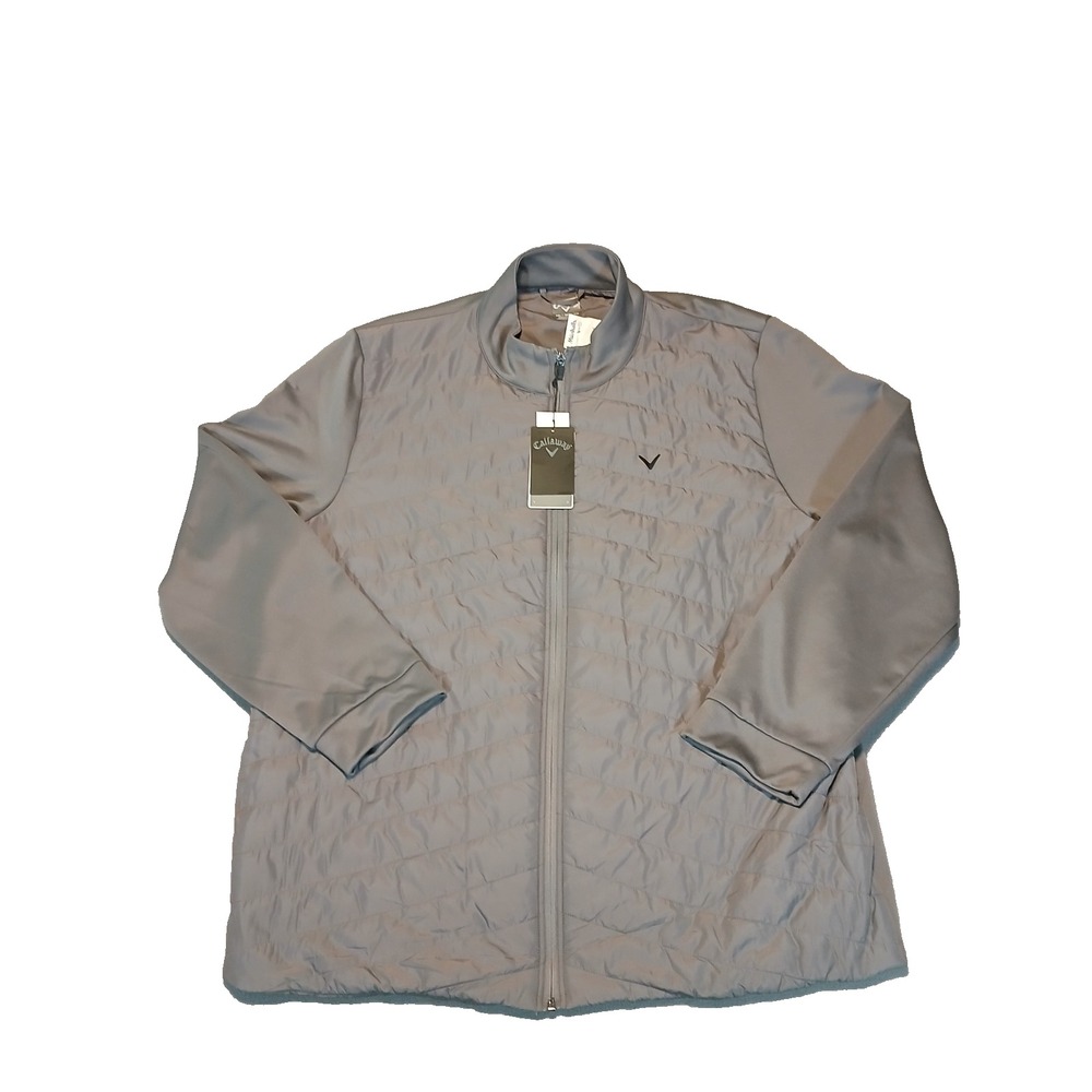 NWT Callaway Men's Chevron Quilted Zip Gray Jacket Size XXL Zip Pockets UPF